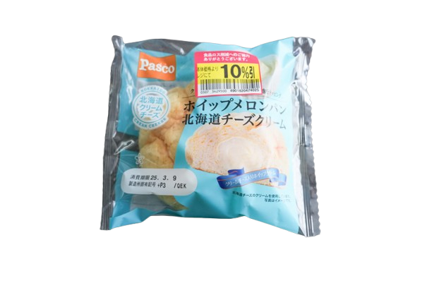 ホイップメロンパン北海道チーズクリームのパッケージ