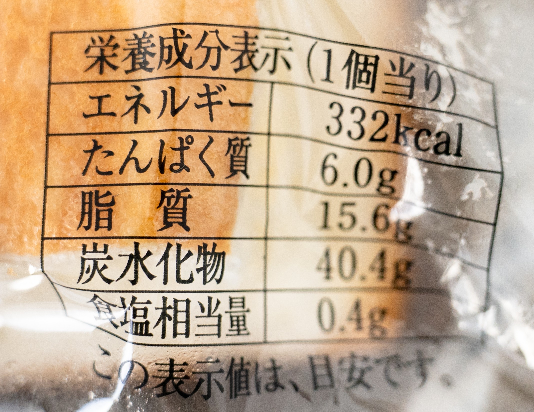 ニシカワ食品の牛乳パンの栄養成分表示