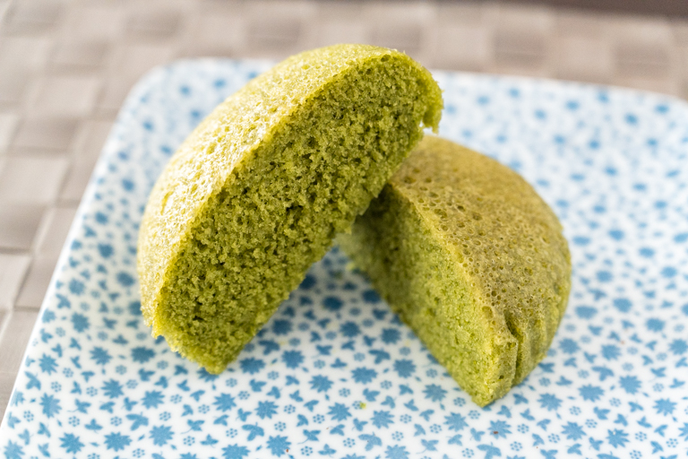 木村屋のジャンボむしケーキ宇治抹茶の断面
