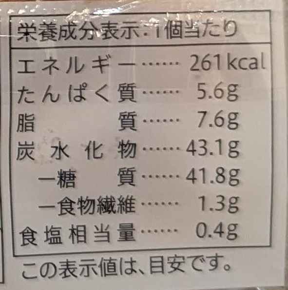セブン・ザ・プライスのクリームパンの栄養成分表示